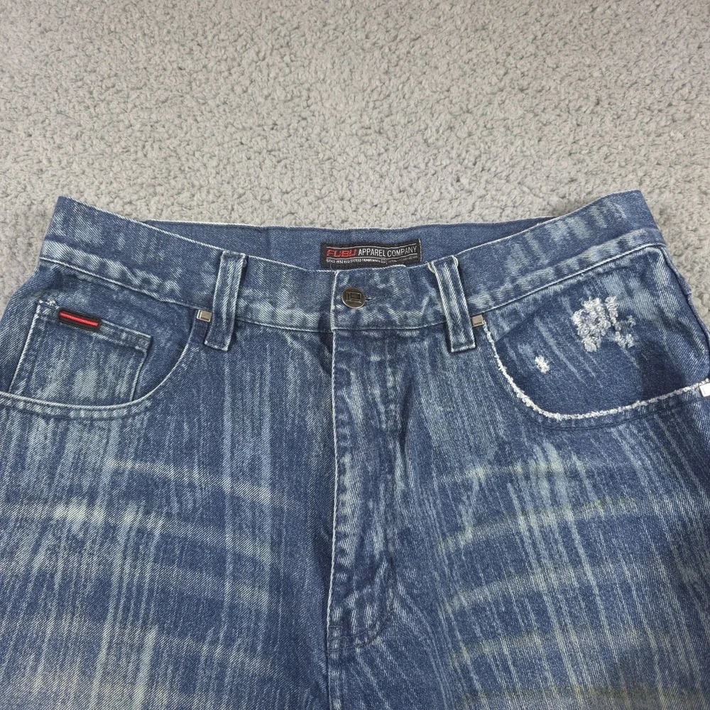 VTG Fubu‎ Mens Carpenter Jeans 34x34 Blue Denim Wide Leg Street Wear Skate Baggy